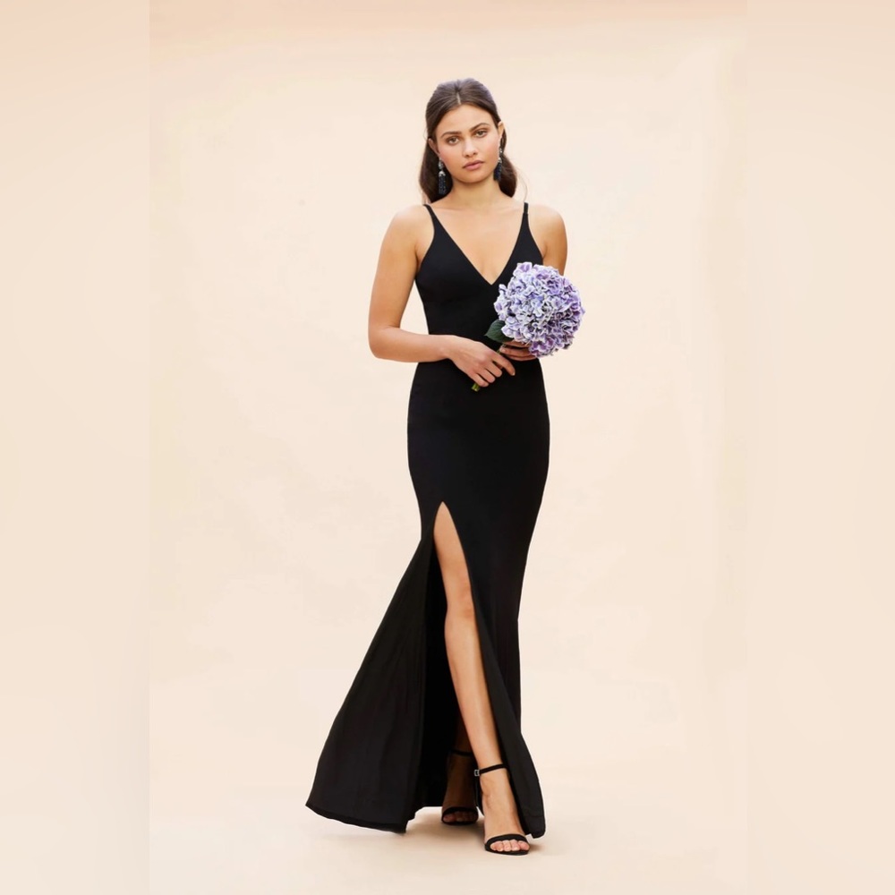 NWT Dress the Population Iris Slit Crepe Gown